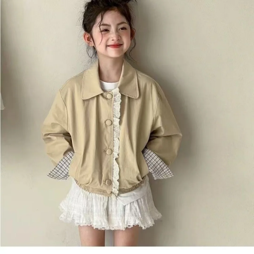 Baby Girl Princess Reversible Lace Jacket Infant Toddler Teens Child Plaid Coat Spring Autumn Outwear Baby Clothes