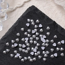 200pcs Mini 3mm Pearl Heart Nail Art Charm 3D Resin Ivory Sailor Heart Moon Geometry Shape Nail Decoration DIY Nail Accessories