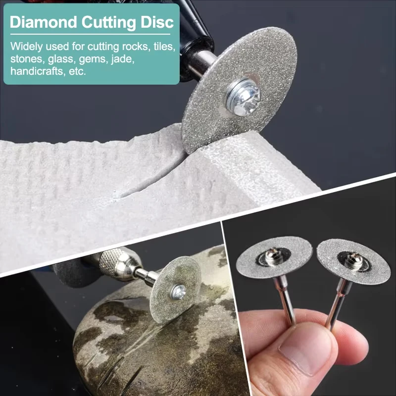 CMCP Mini Diamond Saw Blade 16-60mm With Mandrel Abrasive Diamond Discs for Dremel Rotary Tool Mini Cutting