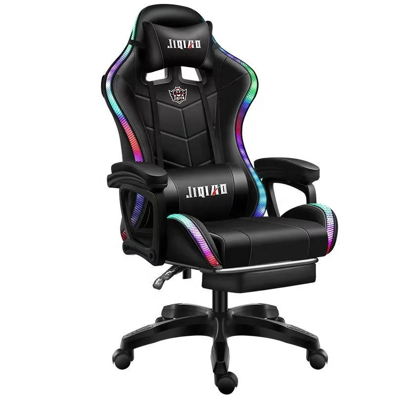 

Cheap Factory Price RGB Gamers Gaming Chair With LED Lights and Foot Rest