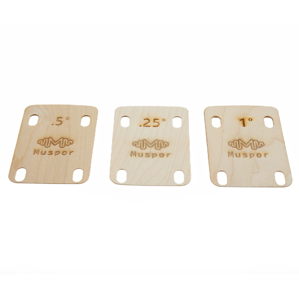 3 Pcs Electric Guitar Neck Shims Maple Plate 0.25 0.5 1 Degree Music Instruments Electric Guitar Replacement Parts