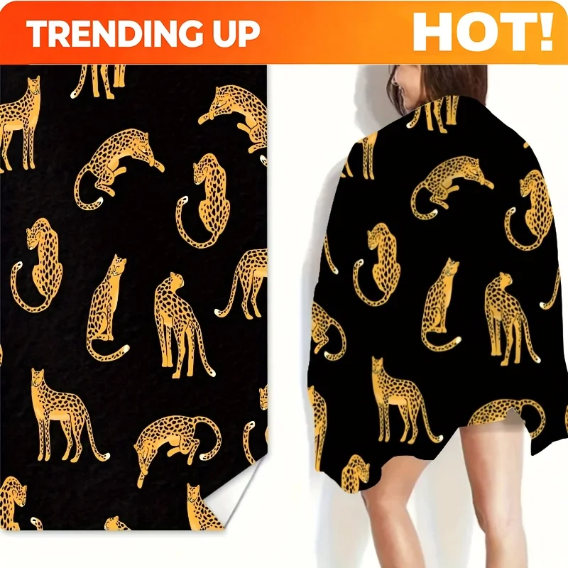 Customize [] 1pc Little Tiger Pattern Beach Towel, Suitable for Seaside Beaches, Swimming Pools, Bathrooms, Camping Travel, Yoga