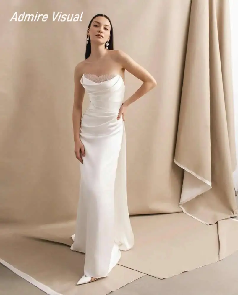Nouvelle robe De mariée gaine Satin bretelles sans manches avec perles robes personnalisées robe De mariée De Novias