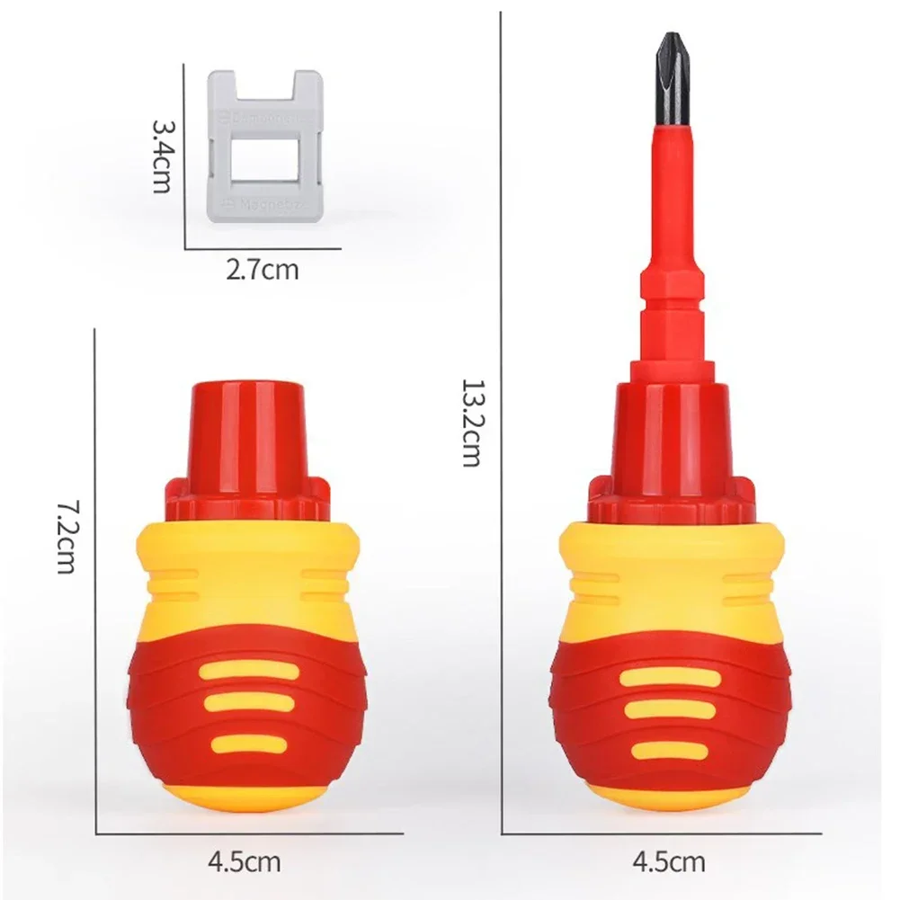 Juego de destornilladores magnéticos 14 en 1, destornillador de trinquete aislado, puntas de destornillador Corss ranuradas para herramienta de reparación de electricistas ﻿