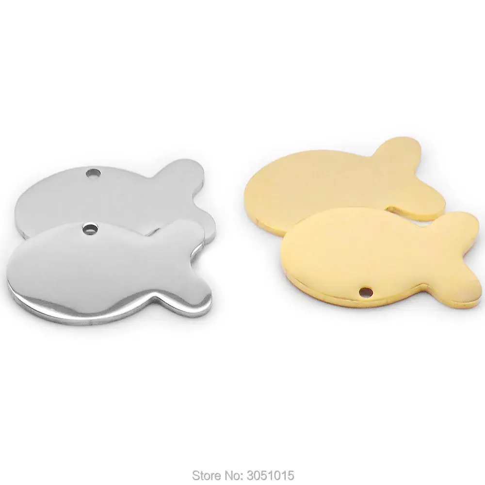 20 Pcs Fish Stainless Steel Dog ID Tag For Man Dog Pet Tag Name Plate Tags Pendant Engraved Personalized Customized Necklace