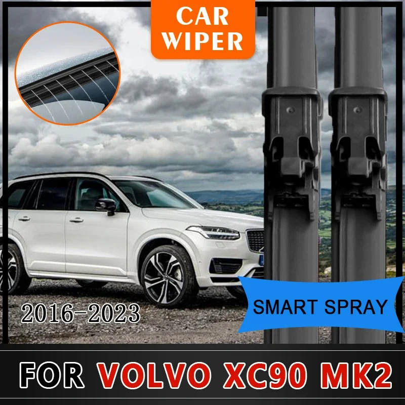 2x For Volvo XC90 T8 MK2 2016 2017 2018~2023 Front Smart Heating Spray Wiper Blades Washer Brushes Window Windshield Windscreen