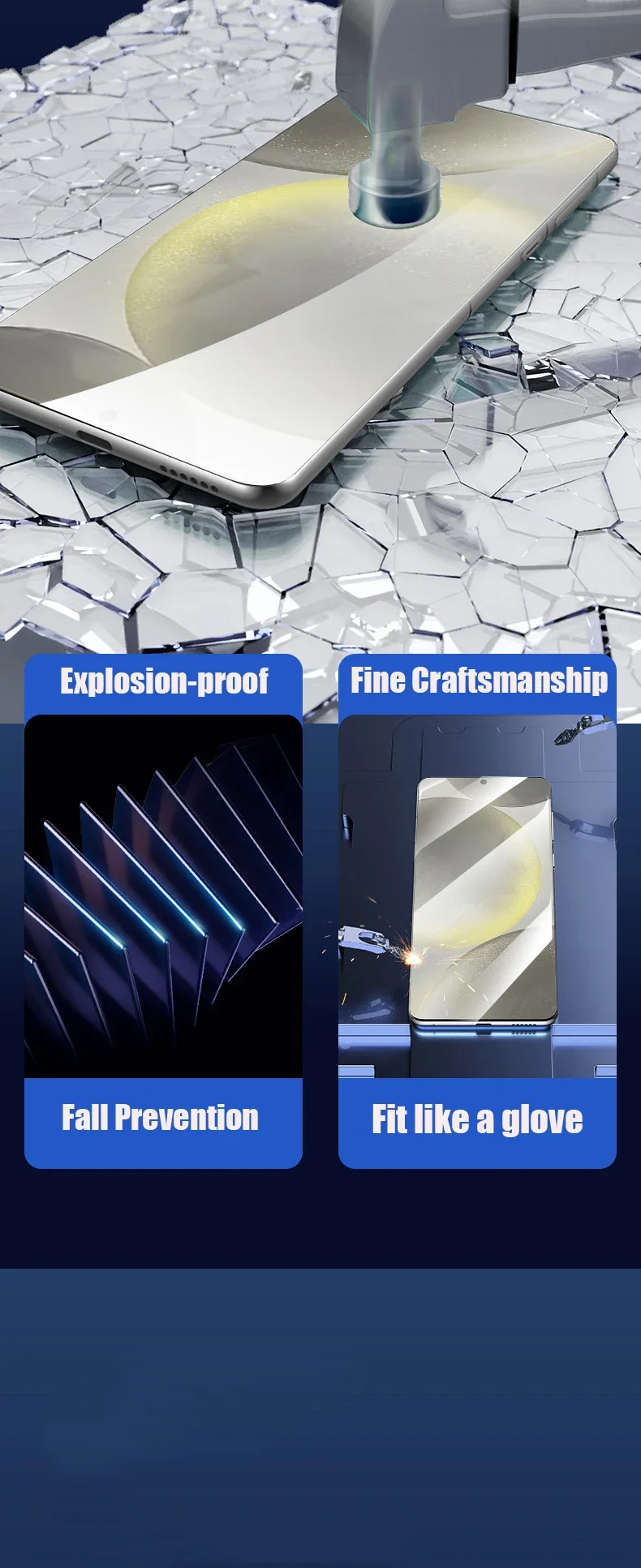5 Stück gehärtetes Glas für Samsung Galaxy S24 S21 S22 Plus S23 Fe Displayschutzfolie für Samsung A55 A54 A53 A52 A15 A35 A32 Glas – Detail 5