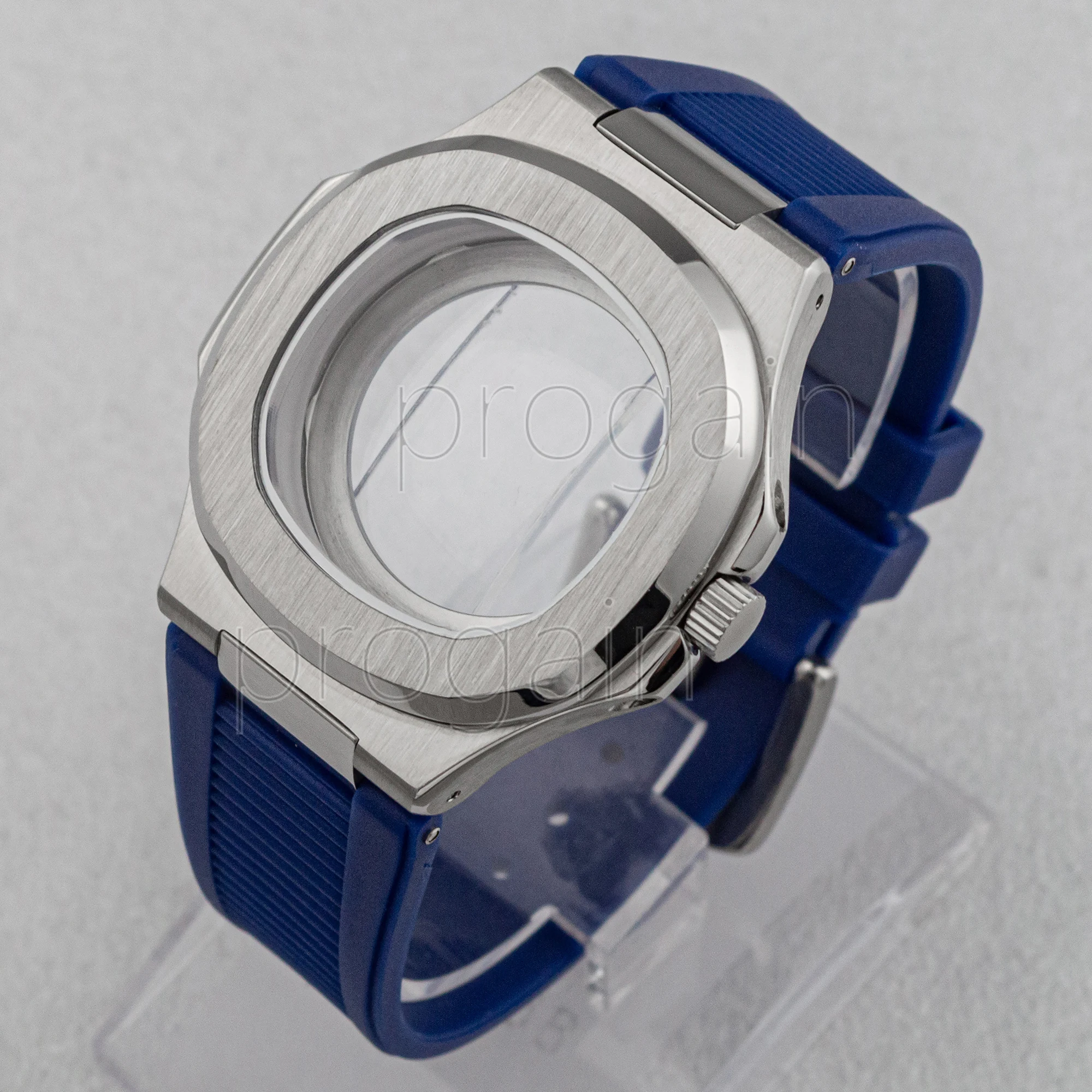 41mm NH35 Case 25mm Rubber Strap Nautilus Transparent Caseback for 30.5mm Dial NH36 Movement Accessories Replacements