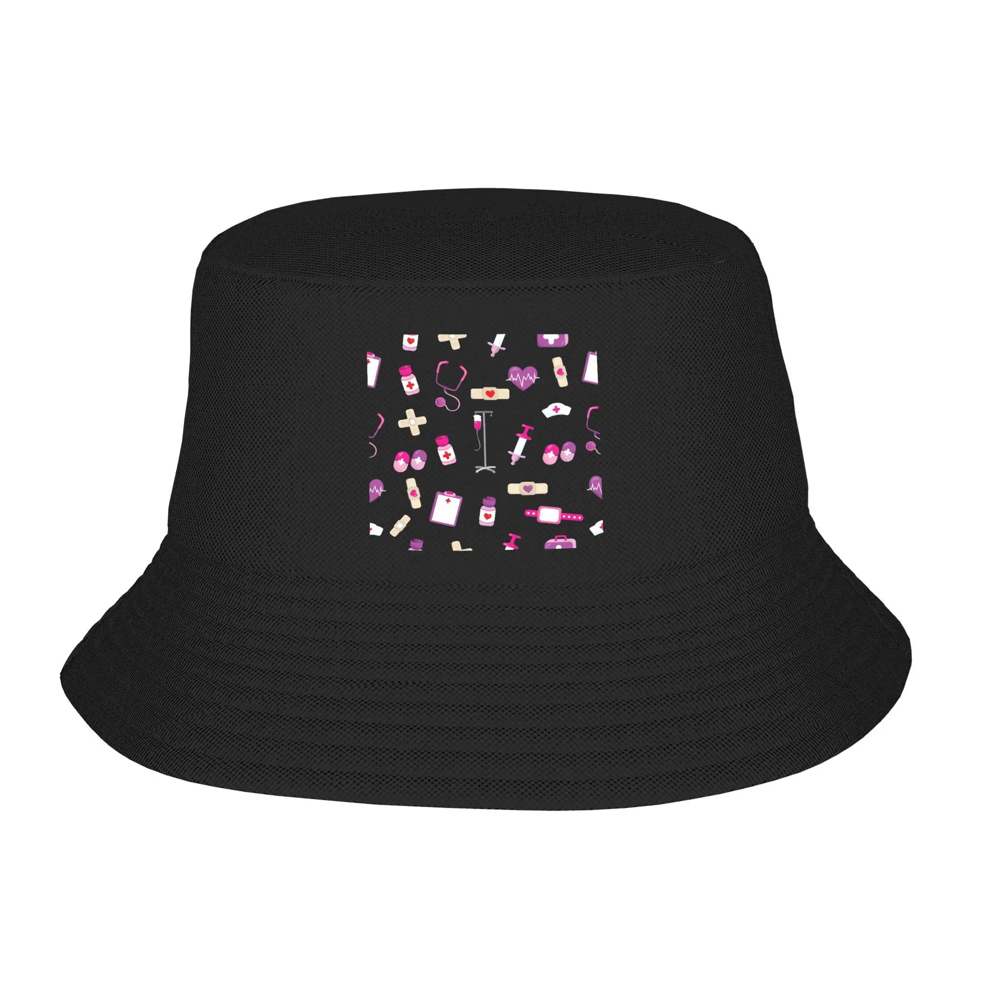 

Cute Hospital Medical pattern nurses Bucket Hat Panama Bob Hats Outdoor Autumn For Summer Beach Fishing Unisex Fisherman Caps