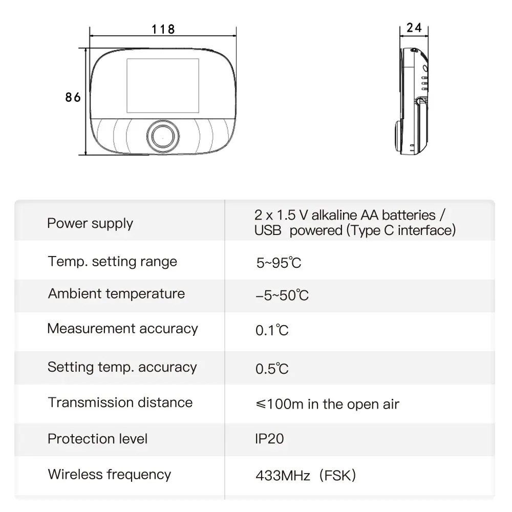 Termostato intelligente AVATTO Tuya WiFi, caldaia a Gas acqua RF433 e regolatore di temperatura attuatore funziona con Alexa,Google Home,Alice