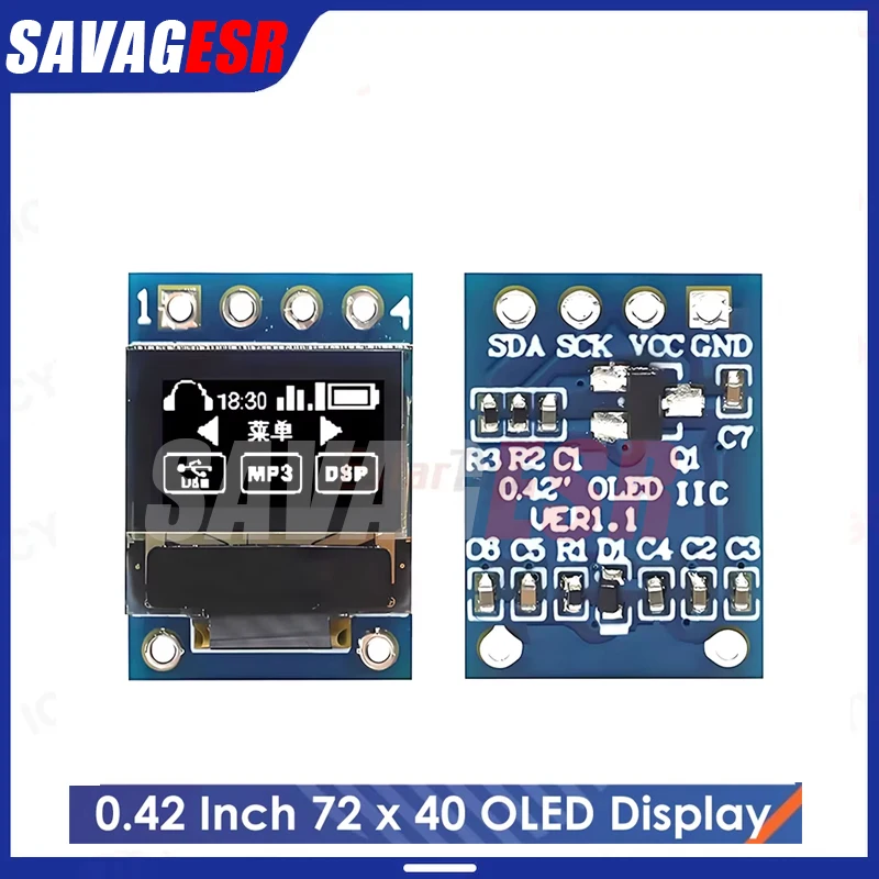 0.42 Inch White OLED Display LCD Module 72X40 Serial Screen White Color I2C IIC/SPI Interface SSD1306 72*40