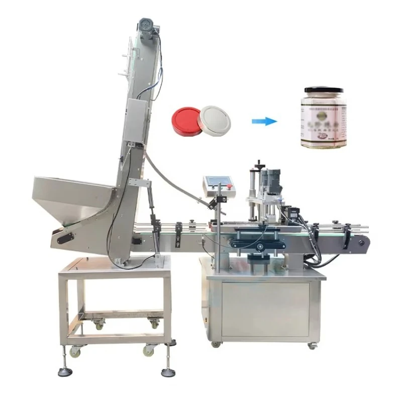 Automatic Bottle Capper Machine With Cap Feeding System For Edible Oil Honey Sauce Bottle Packaging