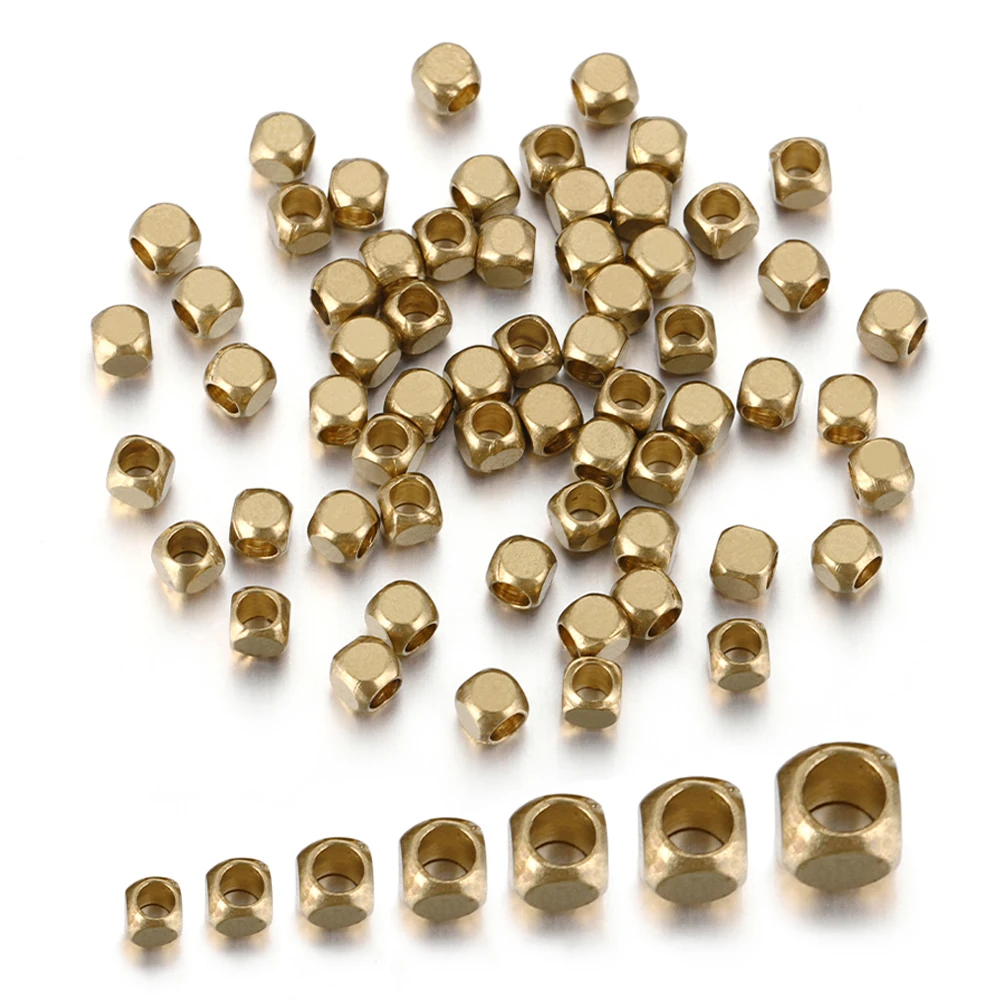 100pcs 1-5mm Brass Cube Square Spacer Beads Loose Charm Bead for DIY Bracelets Necklace Jewelry Making Accessories Wholesale