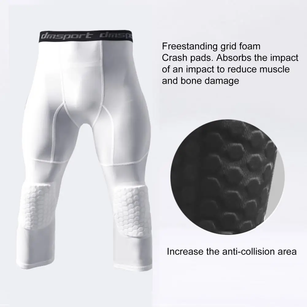 Durable Workout Leggings  with Knee Pads Breathable Compression Pants  Youth Boys Basketball Compression Pants