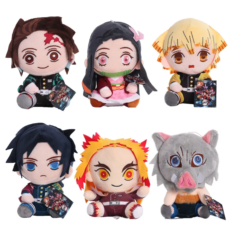 

18-20cm Demon Slayer Plush Toys Anime Figure Kamado Tanjirou Zenitsu Inosuke Kamado Nezuko Cute Cartoon Stuffed Dolls Kids Gifts