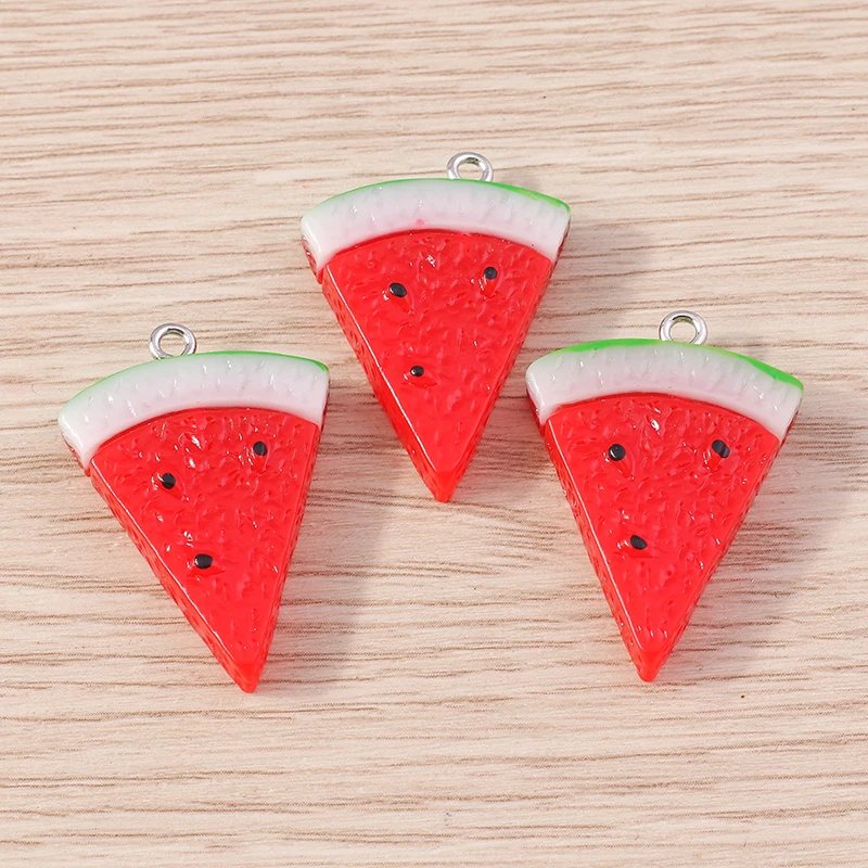 Tusember 10 Stück Cartoon-Harz-Fruchtanhänger, simulierte Wassermelonen-Anhänger, Ohrringe, Armband, DIY-Halsketten-Zubehör, Bastelzubehör – Detail 1