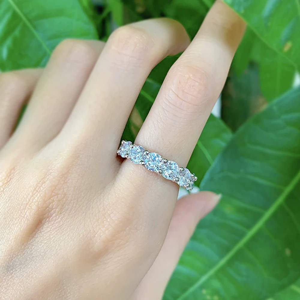 2.5ct/3ct/4ct Moissanite Wedding Rings for Women D VVS1 Brilliant Round Cut Lab Created Diamond s925 Silver Half Eternity Band
