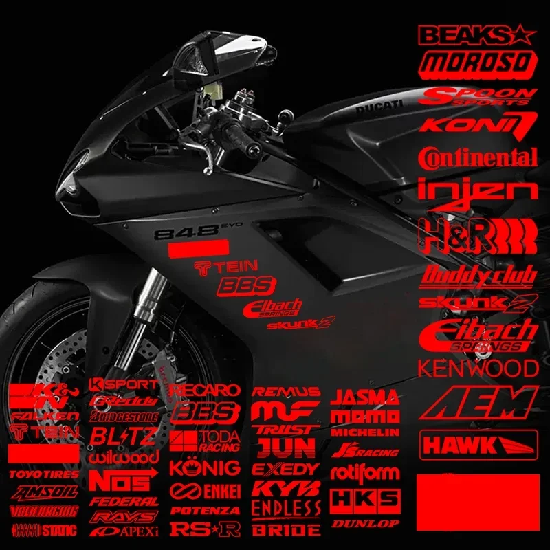 Random 15pcs Motorcycle Reflective Sticker JDM Racing Sponsor Set Cool Car Vinyl Decal for EDM Race Turbo Drift - 61Styles