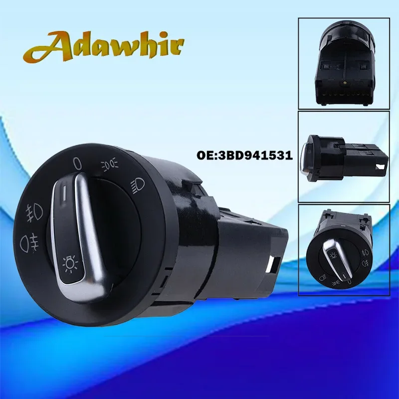 Car Headlight Control Switch 17pin for VW Jetta Golf Beetle Passat 3BD941531A
