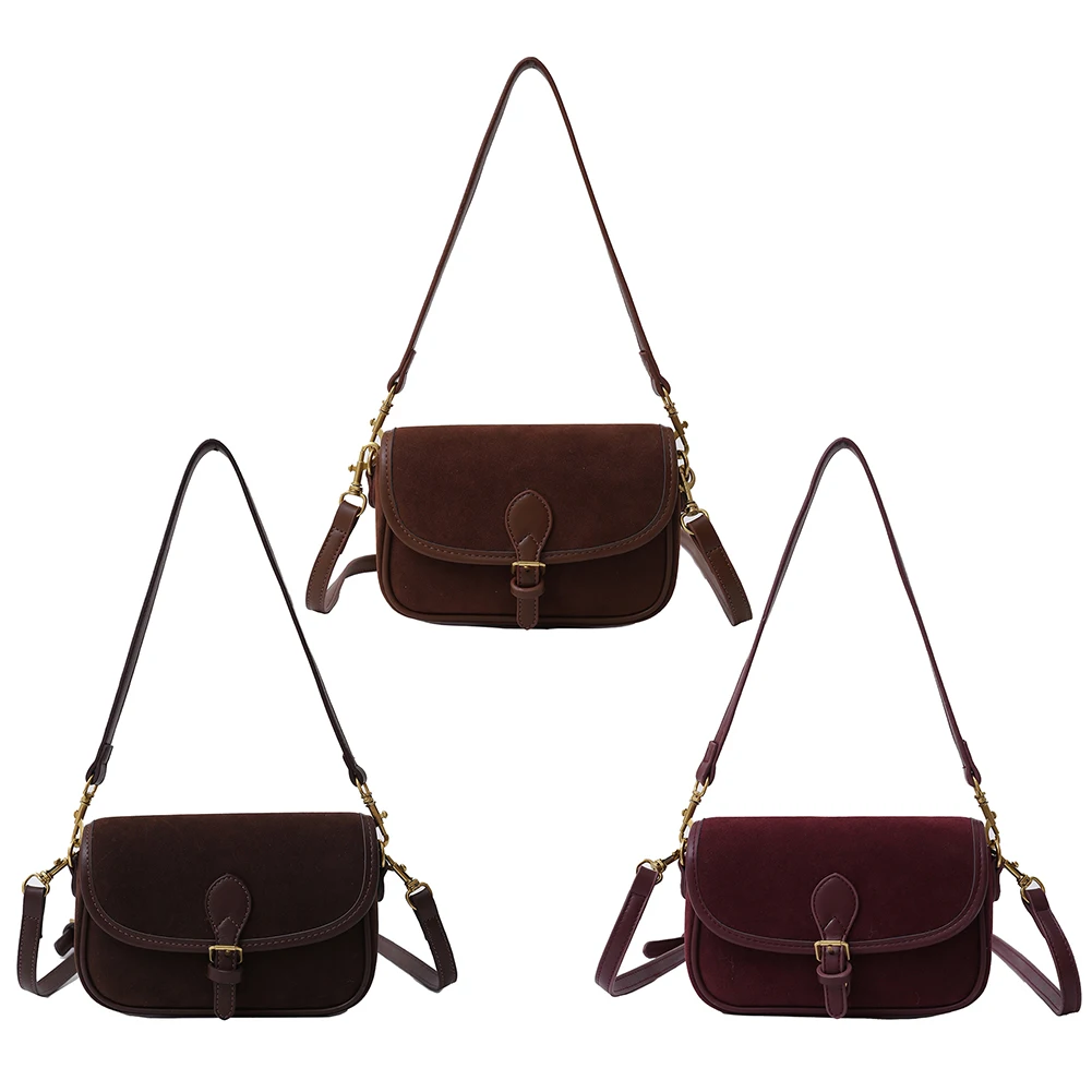 Korean Fashion New Small Square Bag Shoulder Bags Brown Niche Retro Suede Surface Leisure Versatile Trend Lady Crossbody Bags