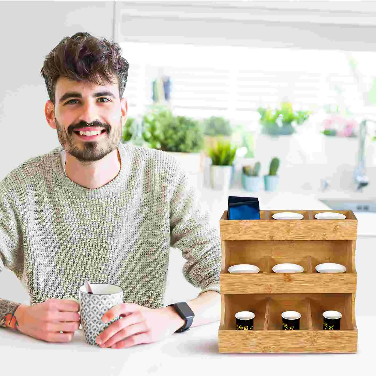 Koffiezak Melk Thee Suiker Houder Opslag Organizer Houten Container Organisatoren Creatieve Plank