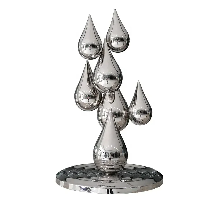 

Mirror Polished Furniture Office Decoration Custom Modern Style Metal Crafts Stainless Steel Water Drop Sculpture