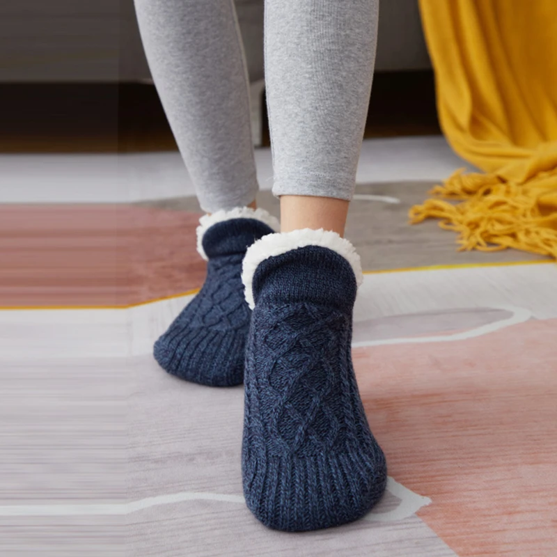 Thermische Heren Slipper Sokken Winter Warm Kort Katoen Verdikt Thuis Slapen Zacht Antislip Grip Fuzzy Vloer Sok Pluizig Man