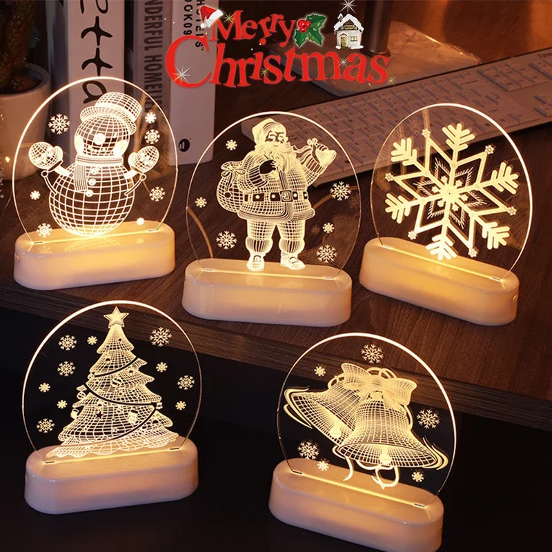 New Year 2022 LED Lights Decoration Merry Christmas Bedroom Living Room Gift