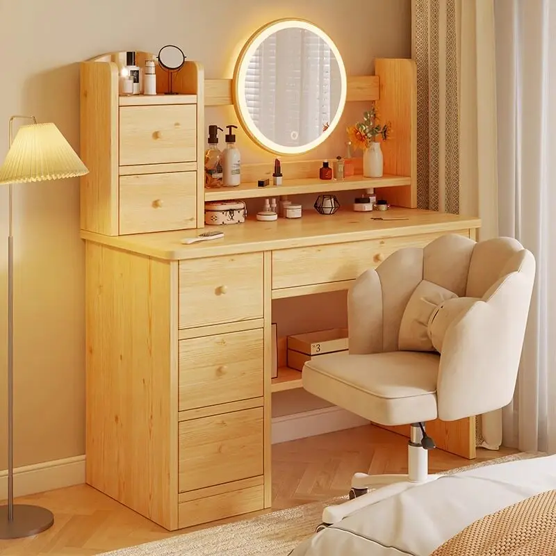 Wood Modern Vanity Table Bedroom Shelf Makeup Cosmetics Storage Dressing Table Beauty Comfortable Penteadeira Home Furniture