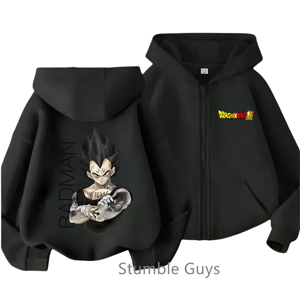 Dragon Ball Zipper felpa con cappuccio abbigliamento bambini primavera autunno bambini Anime felpa Cartoon Teen Kakarotto Vegeta Saiya felpa