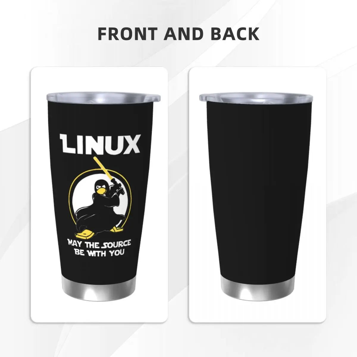 Linux May Source Tumbler Vacuum Insulated Penguin Programmer Developer Nerd Coffee Cups with Lid Straw Car Mugs Water Bottle