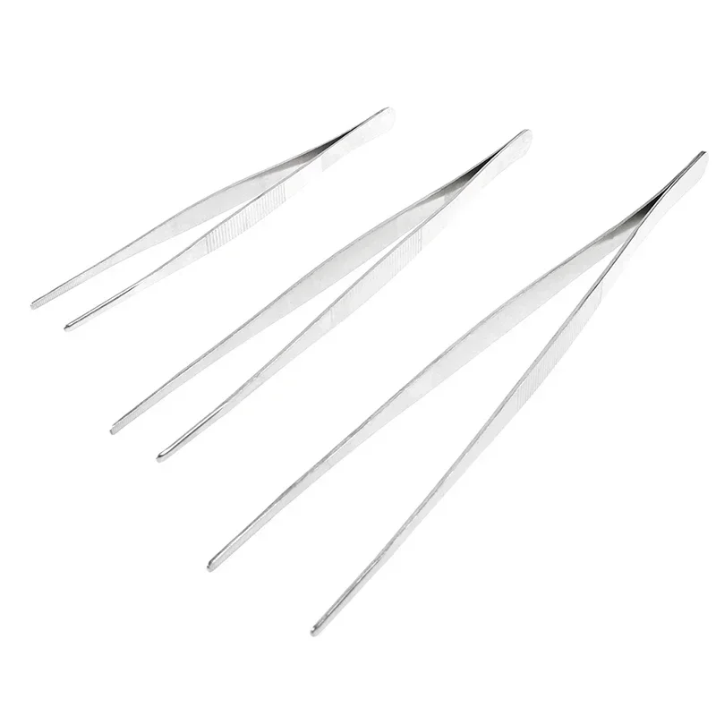 Stainless Steel 430 Anti-iodine Medical Tweezers Long Straight Forceps 12.5cm-30cm Straight Head Elbow Thicken DIY Tweezer Tools