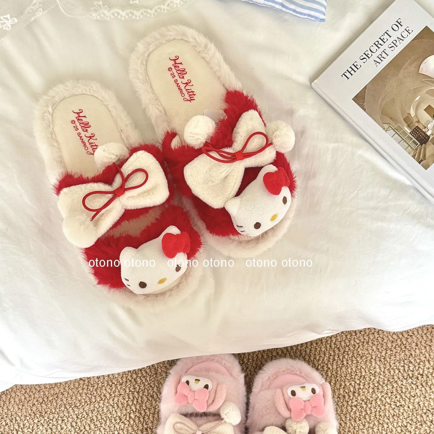 Sanrio Cinnamoroll pure desire style cartoon cute slippers creative Kawaii girls winter warm anti-slip home cotton slippers gift