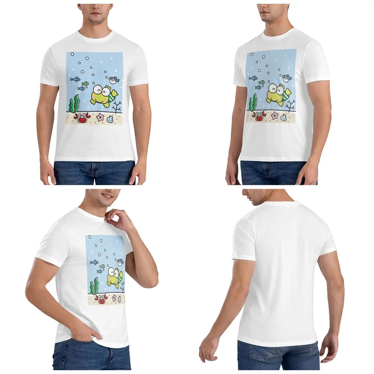 Kero Kero Keroppi T-Shirt for Men Cotton Oversized T Shirts Men's Tees Short Crew Neck Summer Clothes Tops S-6XL