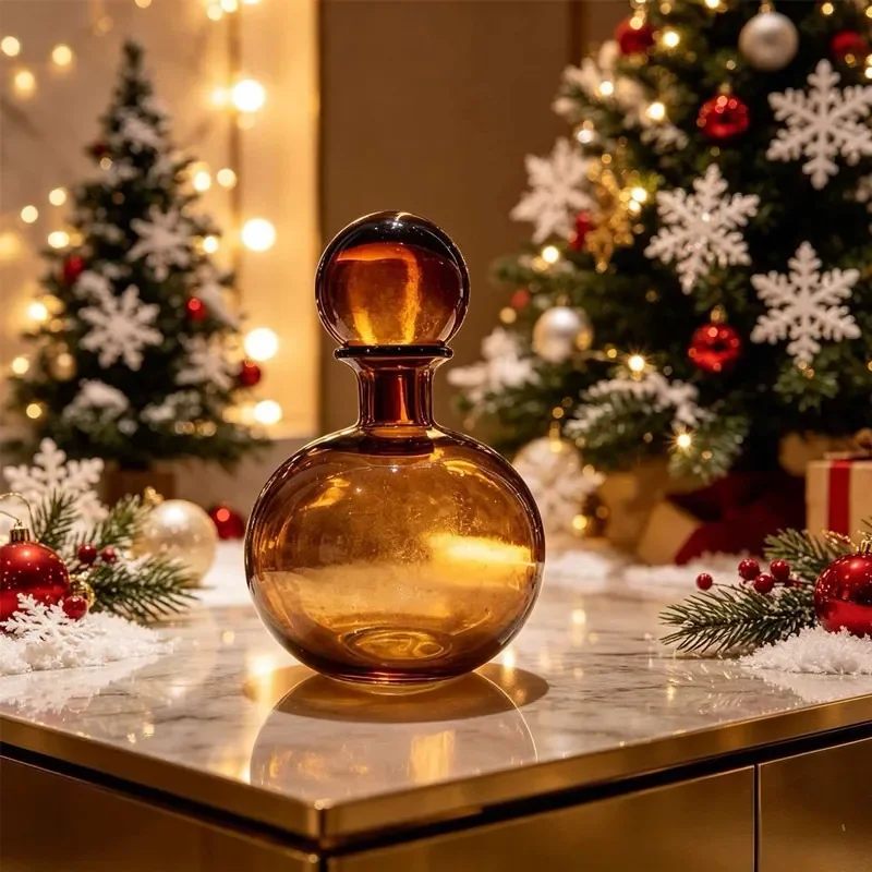 Modern Simple Nordic Light Luxury Wine Bottle Gourd Glass Vase for Home Decor Flower Arrangement Room Soft Decoration