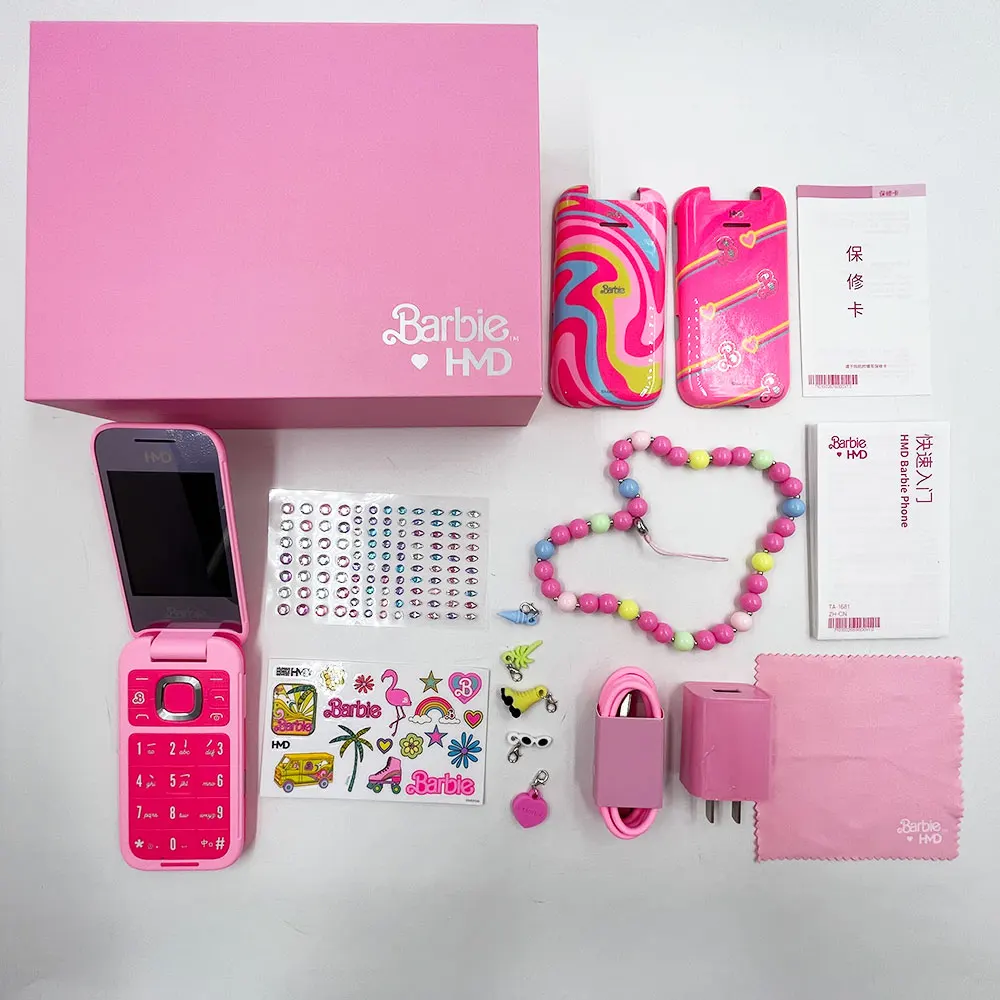 HMD Barbie phone 4G Feature Phone Camera 1450mAh Bluetooth 5.0 FM Radio Dual SIM Bettery Type-C Port Mobile Phone