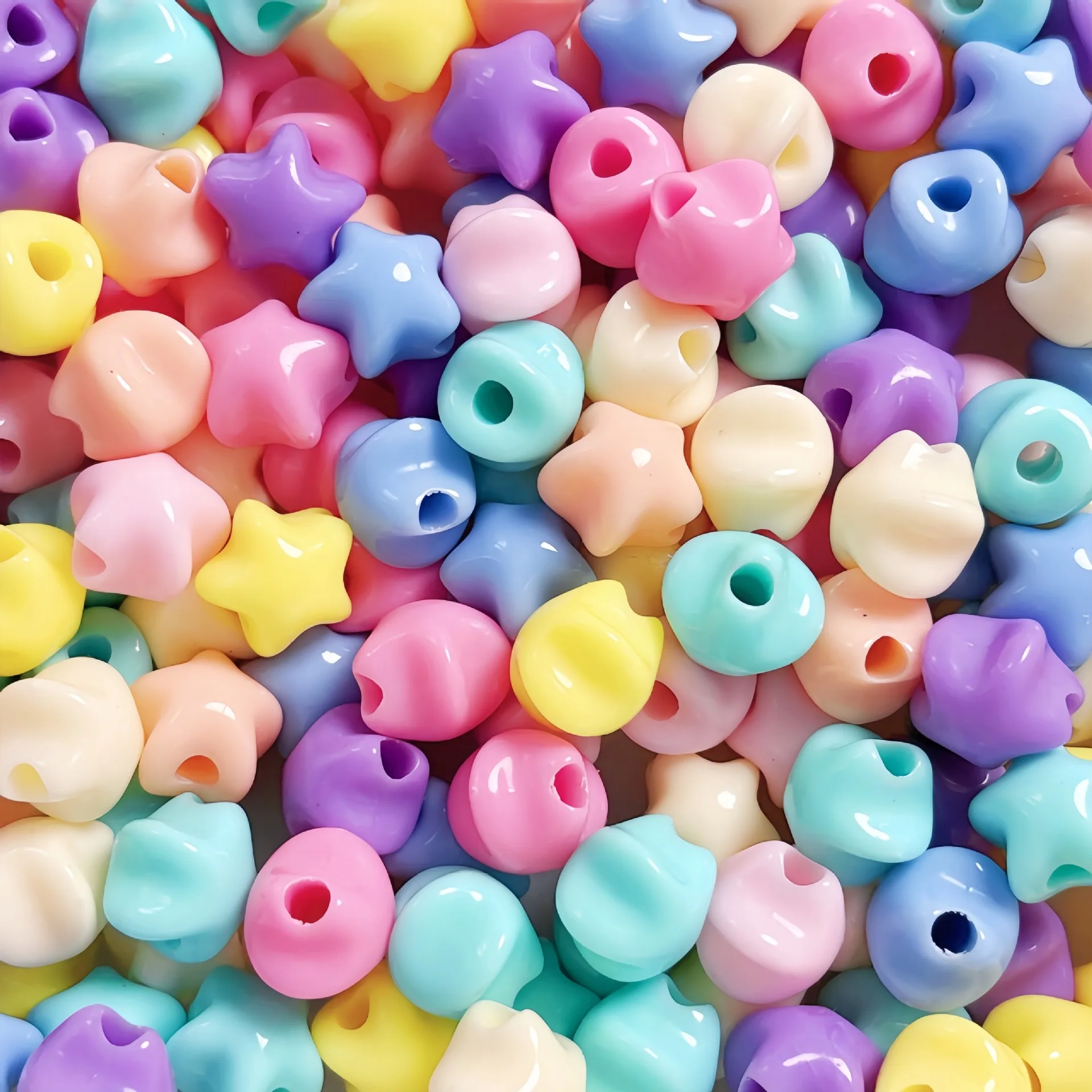 Newest 500pcs 14*14mm Pastel Solid Colors Kawaii Stars Shape Acrylic Plastic Jewelry Beads Fit Bracelet Necklace Earring Making