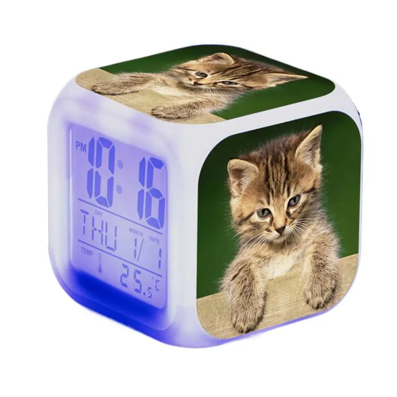 

Kitten Alarm Clock Cube Digital Table Clock Electronic Colorful Alarm Clock Electronic Colorful Alarm Clock Cat Lovers Clock For