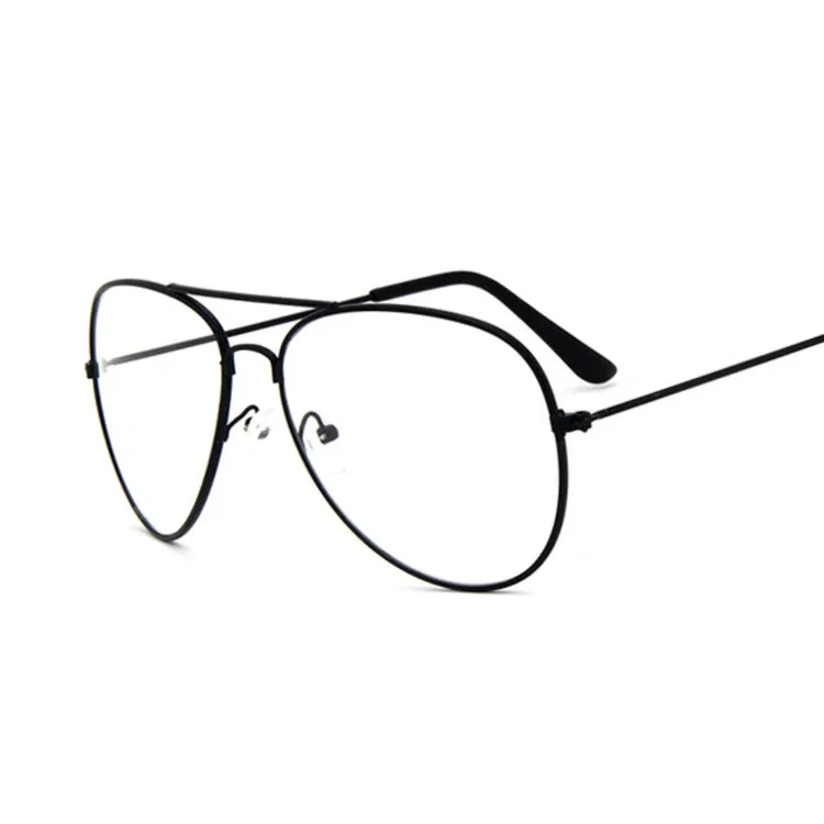 Metal Transparent Pilot Eyeglasses Anti Blue Light Blocking Glasses Fashion for Women Men Silver Computer Eyewear
