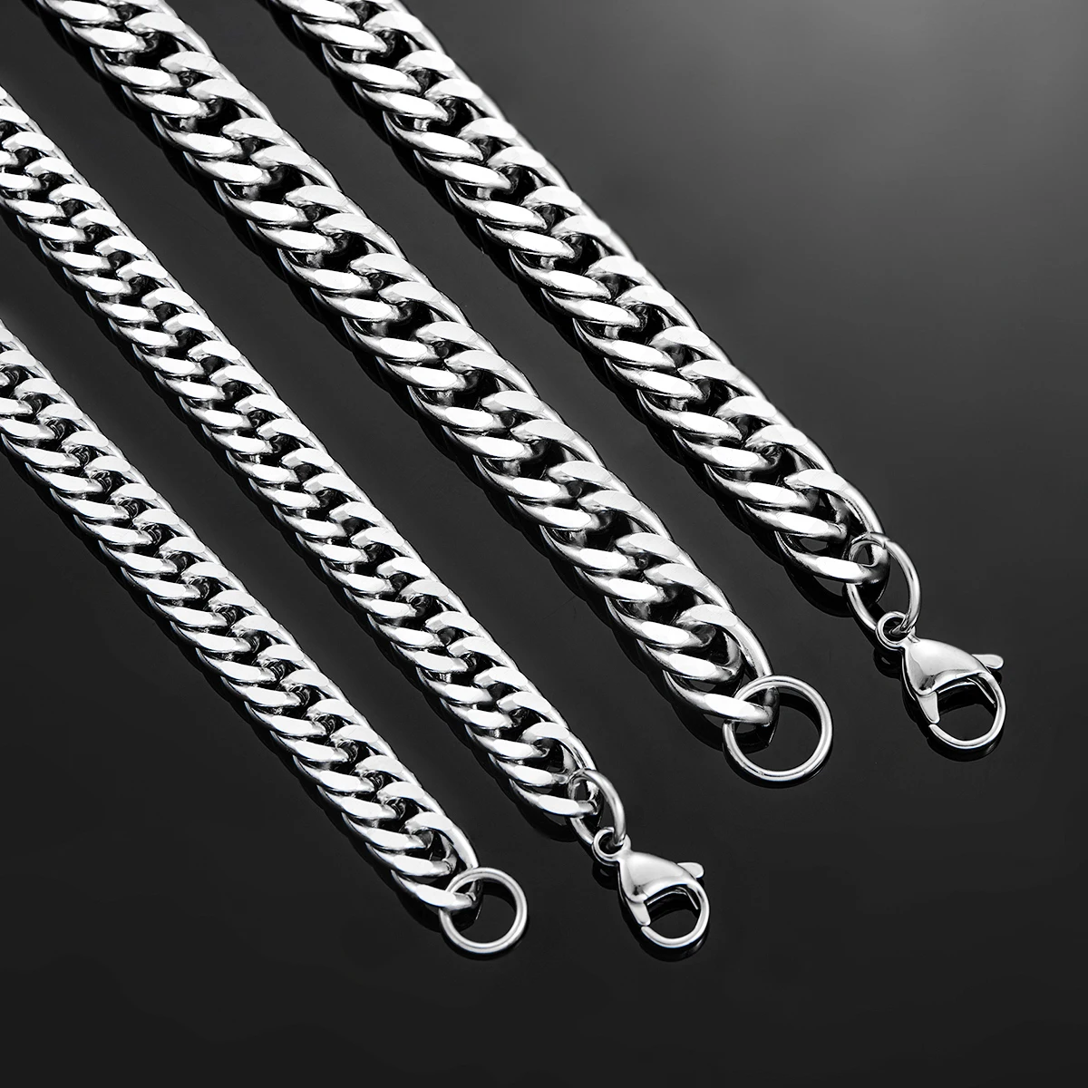 4,8mm/5,8mm/6,6mm/7,5mm/9,2mm Edelstahl Cuban Link Ketten Klassische männer Jungen Curb Chunky Halskette 14 zu 30 Zoll