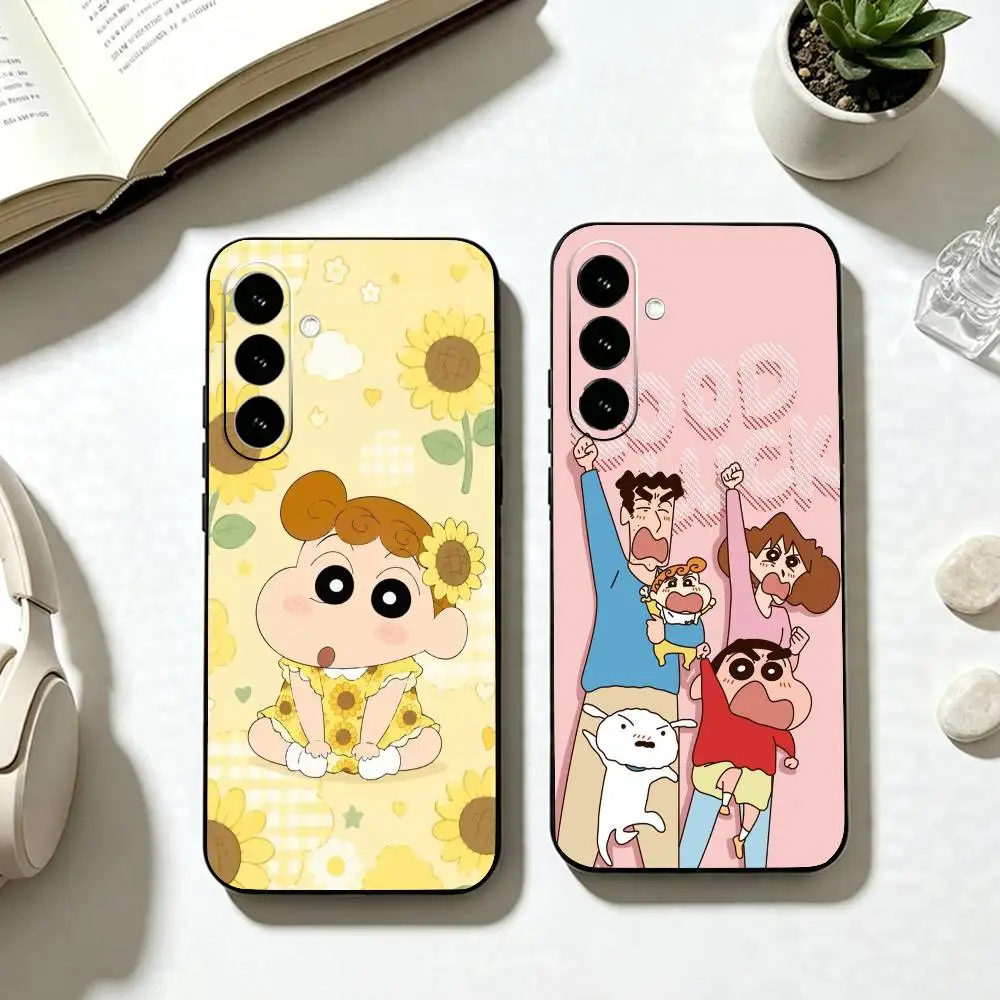 For K-Crayon S-Shin-chan  Phone Case Black Silicone Soft For Samsung Galaxy A73,A72,A71,A70,A53,A52,A51