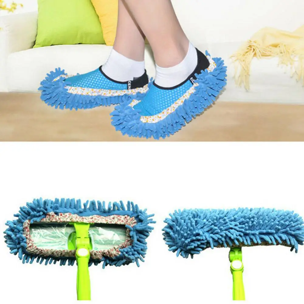 Chenille Multifunctional House Floor Polishing Dust Cleaning Mop Slipper Lazy Shoes Cover