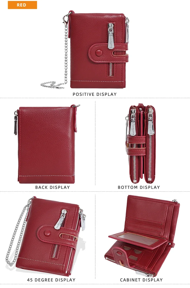 Baellerry Neue Damen-Geldbörsen mit großem Fassungsvermögen, Namengravur, kurzer Kartenhalter, Damen-Geldbörse, Doppelreißverschluss, Münztasche, Geldbörsen für Mädchen – Detail 24
