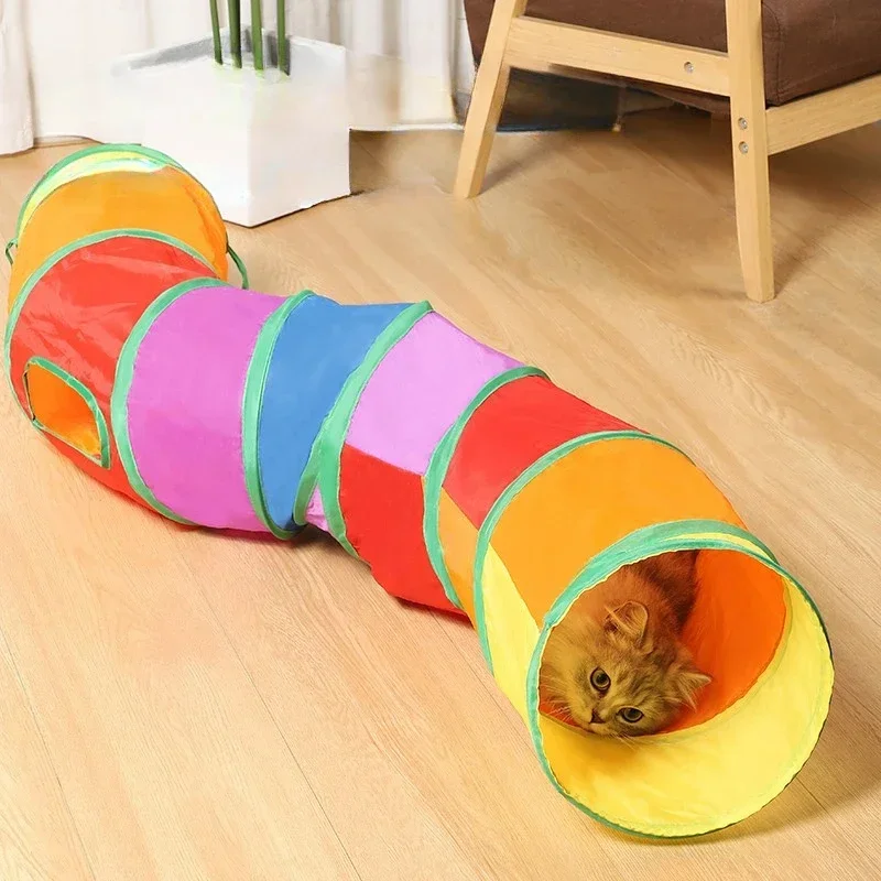 

Collapsible Cat Playing Tunnel Pets Toys Connectable Cat Tunnel Cat Tube Toys Foldable Drill Hole Kitten Colorful Pet Toys