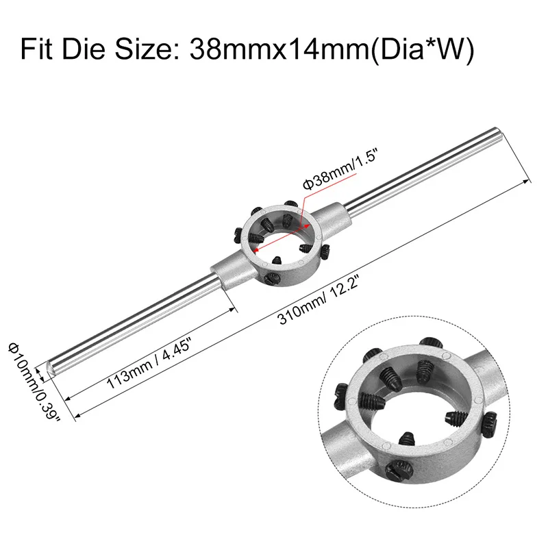 Imagem -05 - Aço Die Wrench Punho Circular Morre Ferramentas de Rosqueamento Thread Maker Metric Round Holder Ferramentas Manuais M3-m20 pc Pcs
