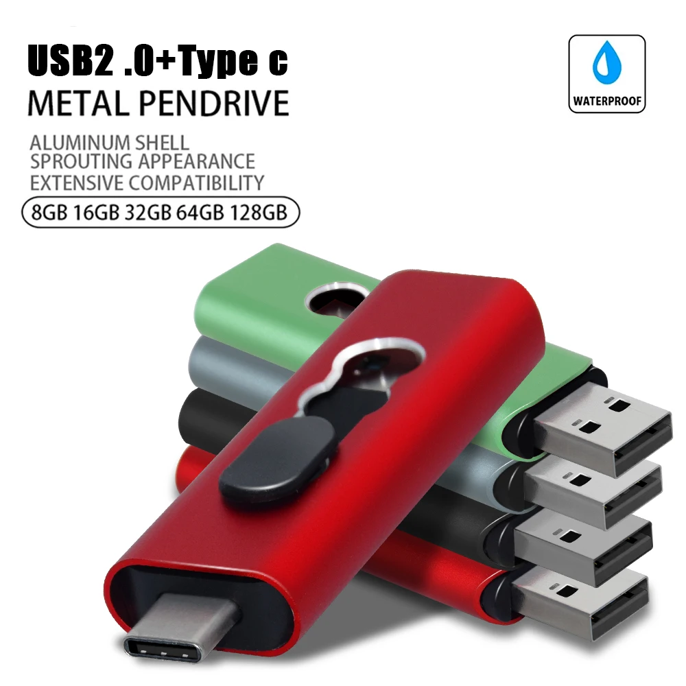 

Multifunctional USB Flash Drive2.0 Type C Pen Drive 128GB 256GB usb memory disk high speed Pendrive for Android/PC photography