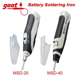 GOOT Cordless Battery Soldering Iron Portable Solder Pen with LED Light Fast Heat Welding Tool MSD-20 MSD-40