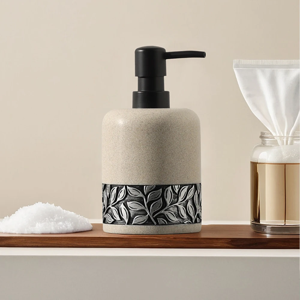 Creative Sandstone Emulsion Bottle Leaf Relief Emulsion Bottle Hotel Bathroom Shower Gel Shampoo Water Bottle Bathroom Supplies