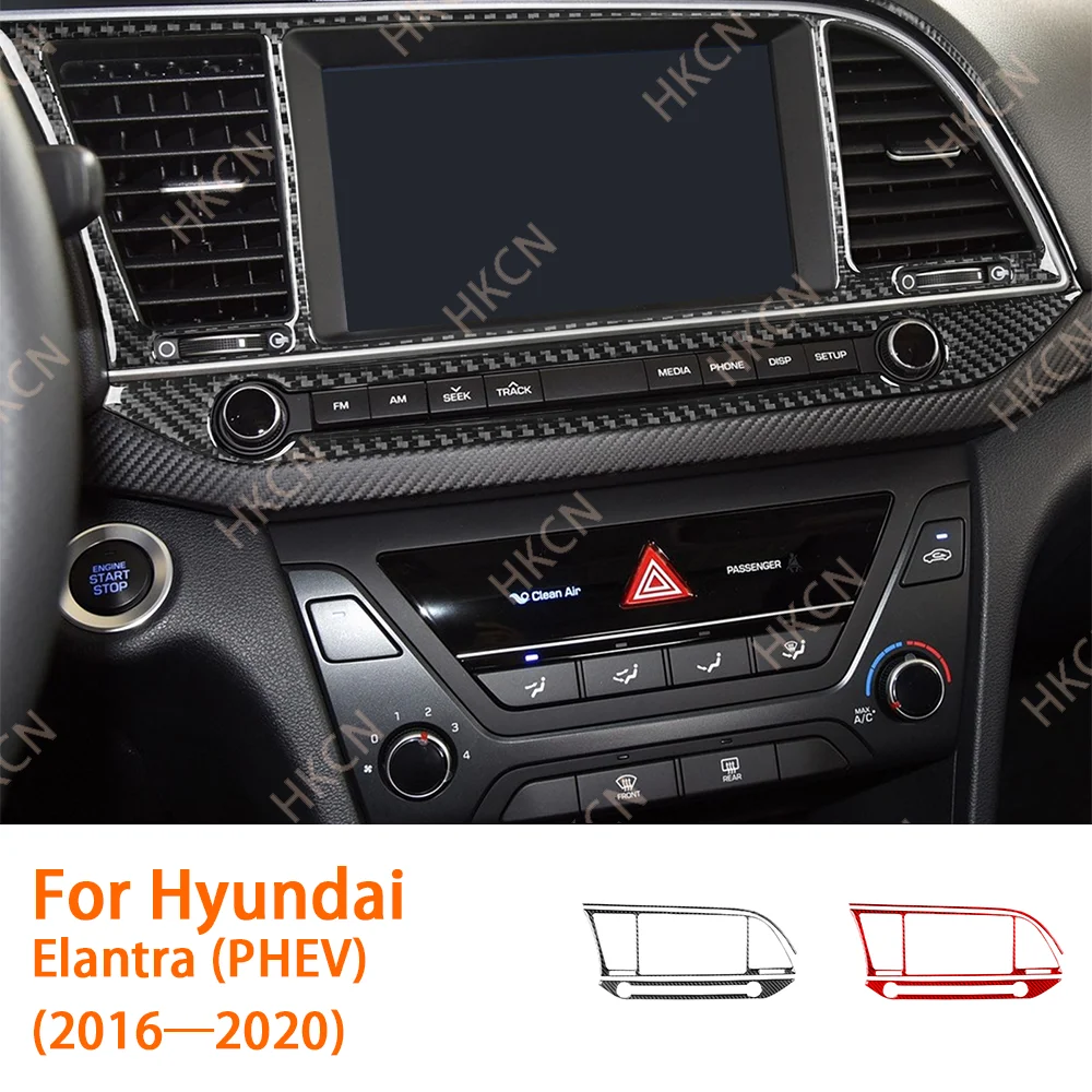 

HKCN Carbon Fiber Center Console Air Vent Panel Car Interior Accessories Cover Trim Sticker For Hyundai Elantra (PHEV) 2016—2020