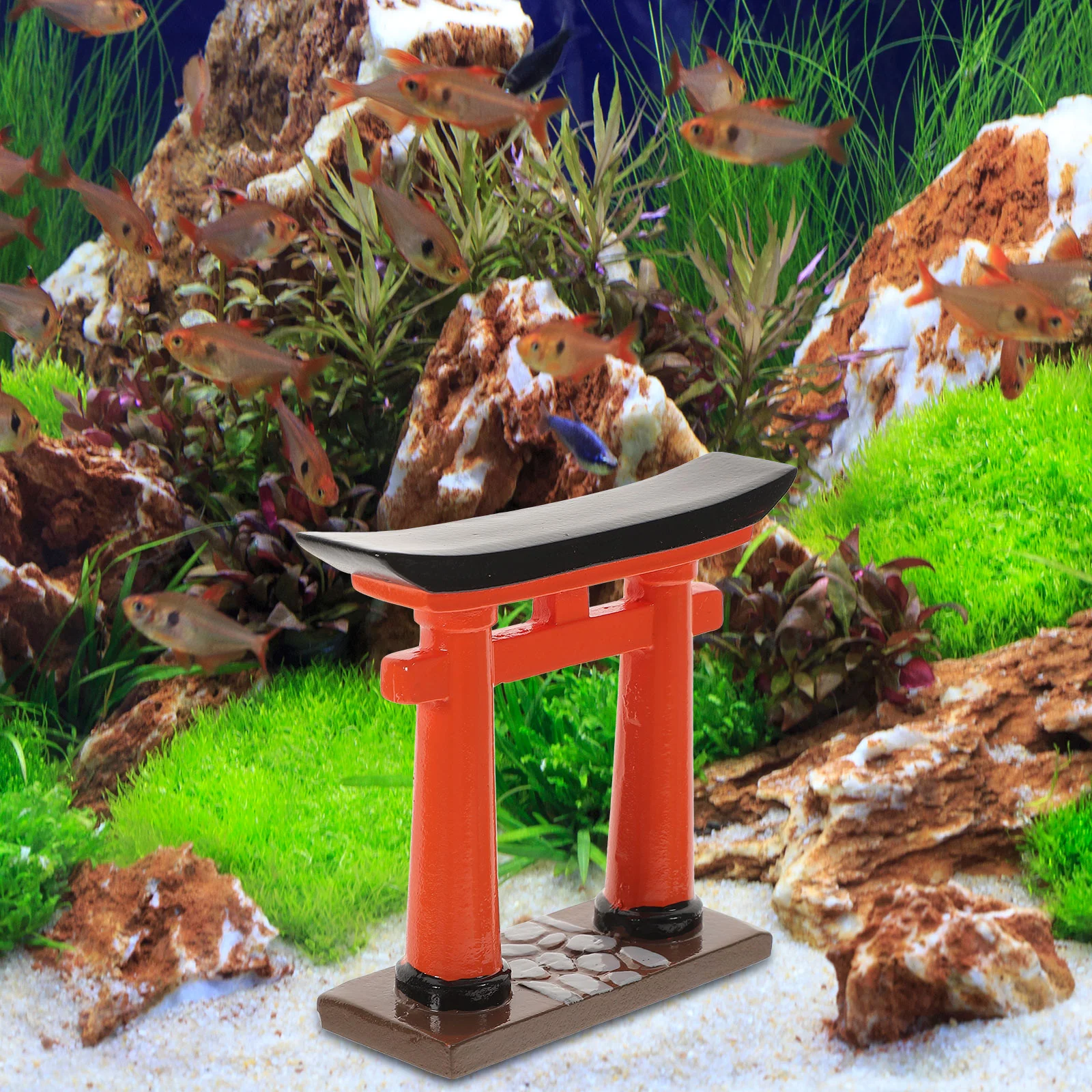 

Japanese Torii Gate Style Model Miniature Container Sand Table Decoration Resin Aquarium Ornament